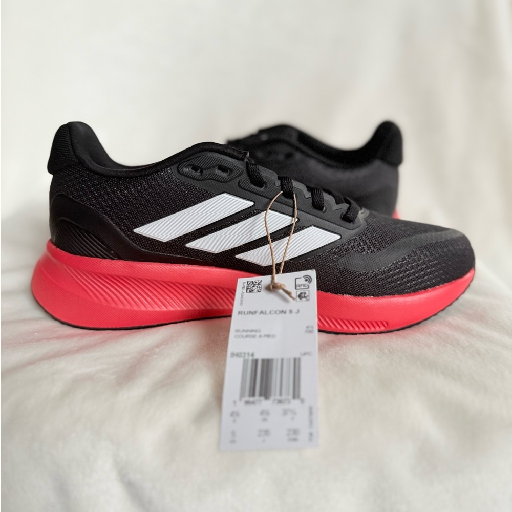 Adidas Runfalcon 5 J Youth GS Size 6 Black Red Athletic Running Shoes - Picture 8 of 10